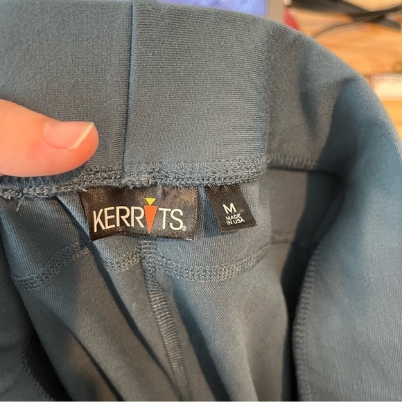 Kerrits Yoga Pull-On Leggings Solid Dark Teal Blue Faux Suede Patch Size Medium - Picture 6 of 6